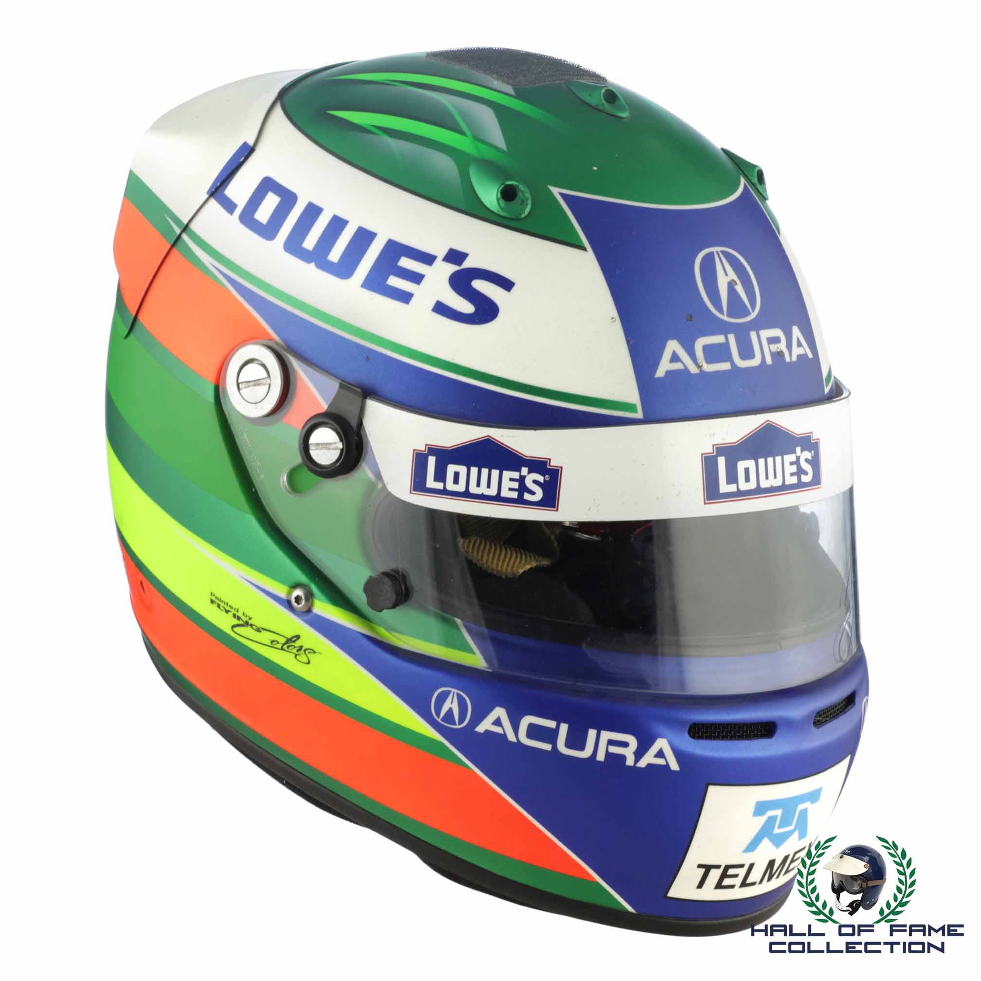 2007 Luis Diaz Signed Race Used Lowes Fernandez Racing Acura ALMS Helmet