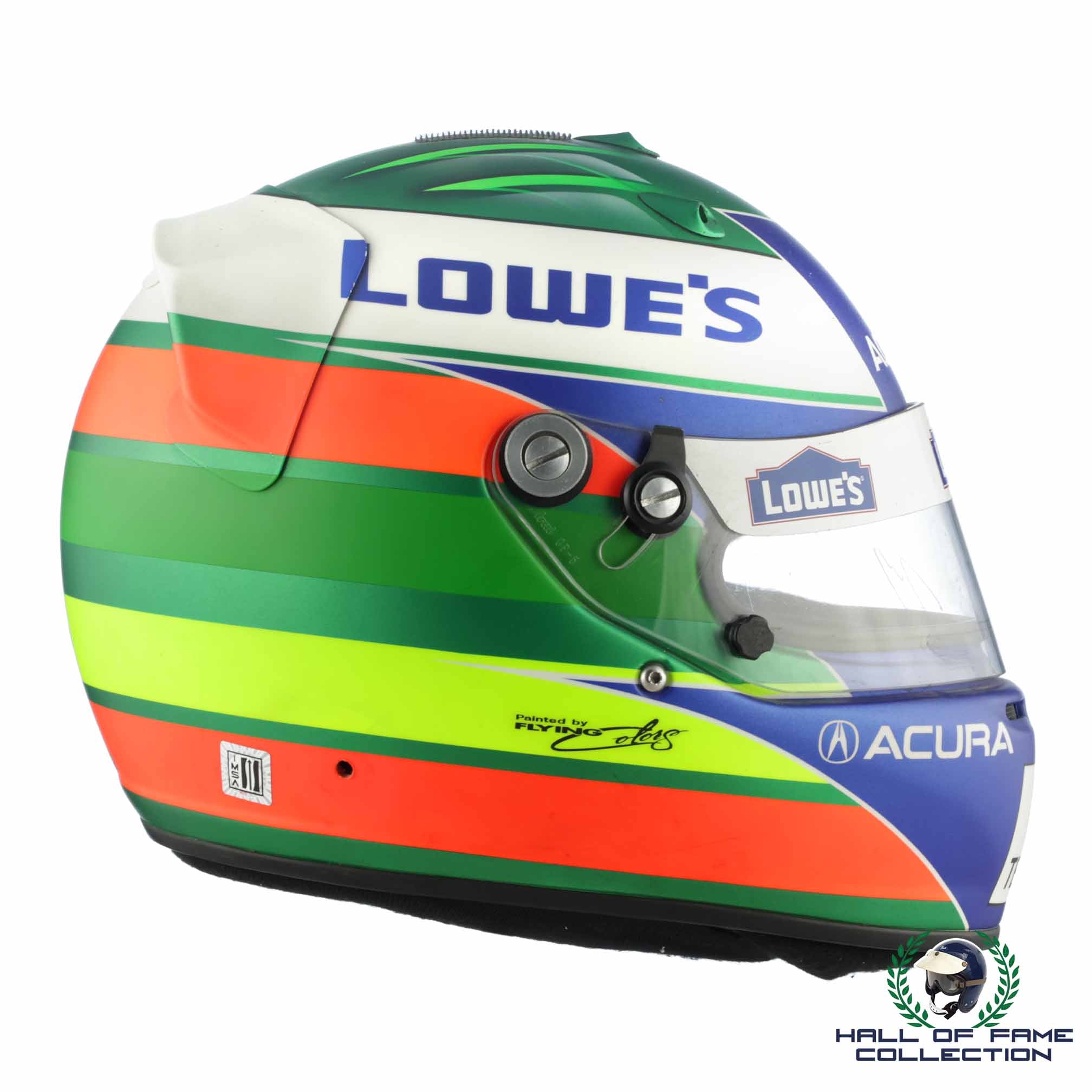 2007 Luis Diaz Signed Race Used Lowes Fernandez Racing Acura ALMS Helmet