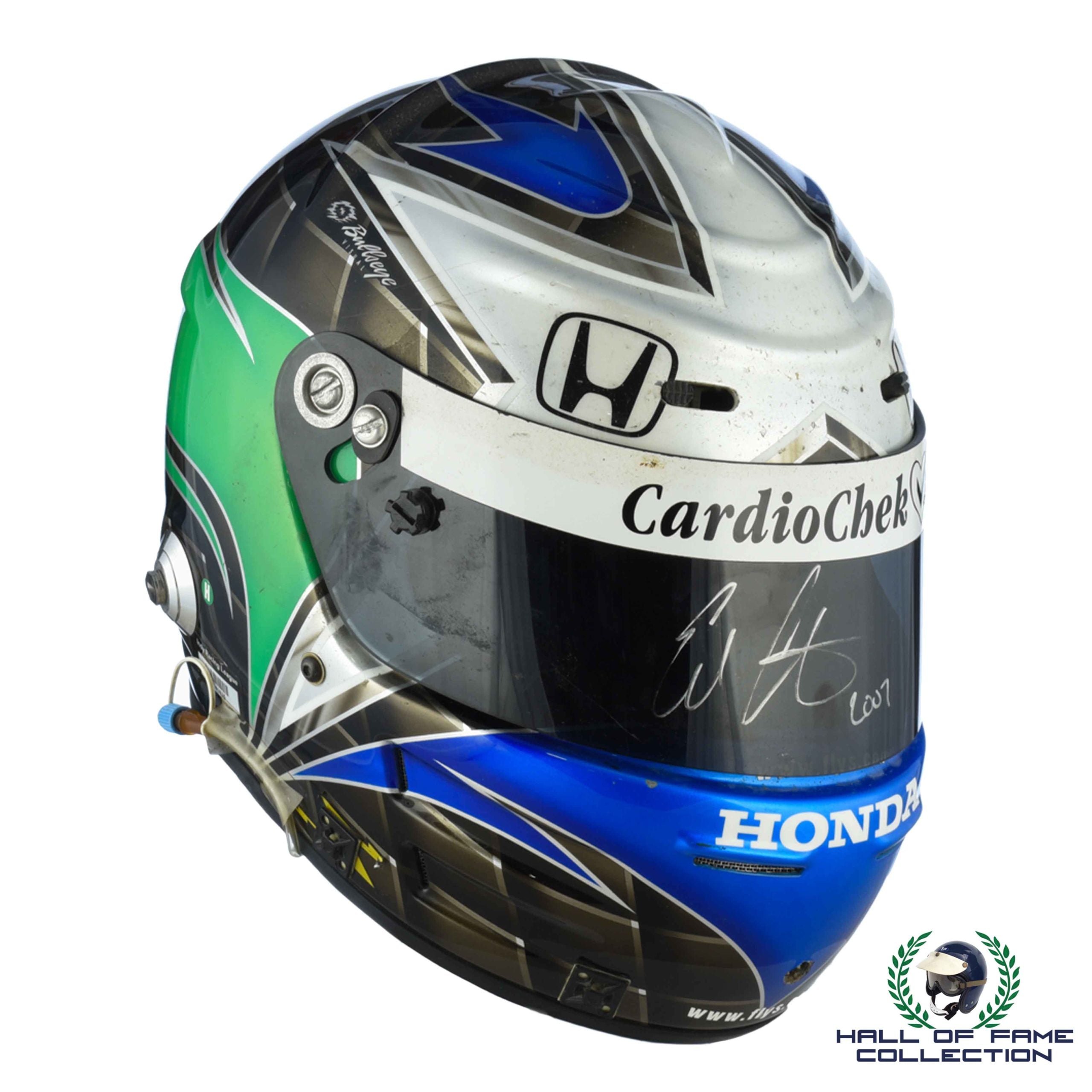 2007/08 Ed Carpenter Signed Race Used Vision Racing Impact IndyCar Helmet