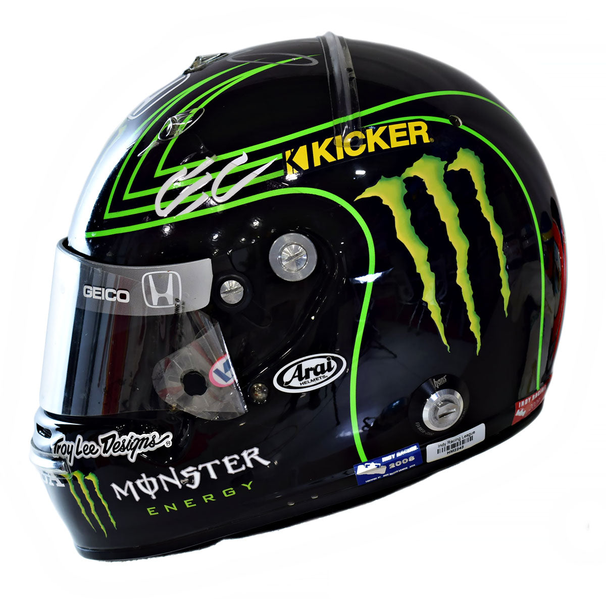 arai car racing helmet GP7 for increased peripheral field of view when compared to the previous 5 series 2008-09 Paul Tracy Signed Race
