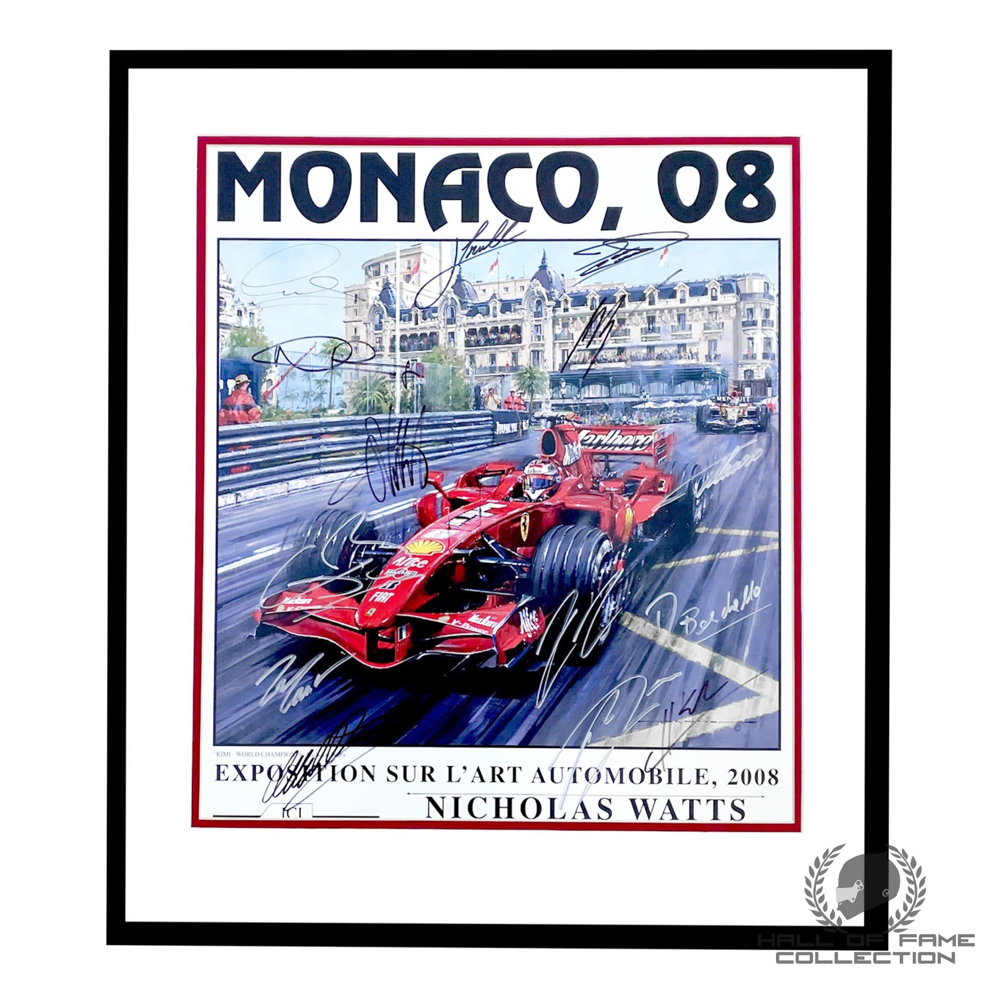 2008 Kimi Raikkonen Monaco Poster with Multiple F1 Autographs