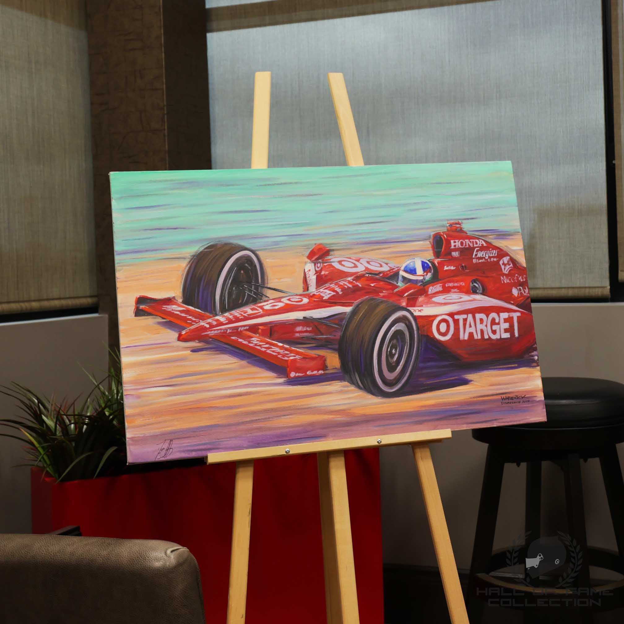 2009 Dario Franchitti Signed Target Chip Ganassi Racing Original Roger Warrick Painting