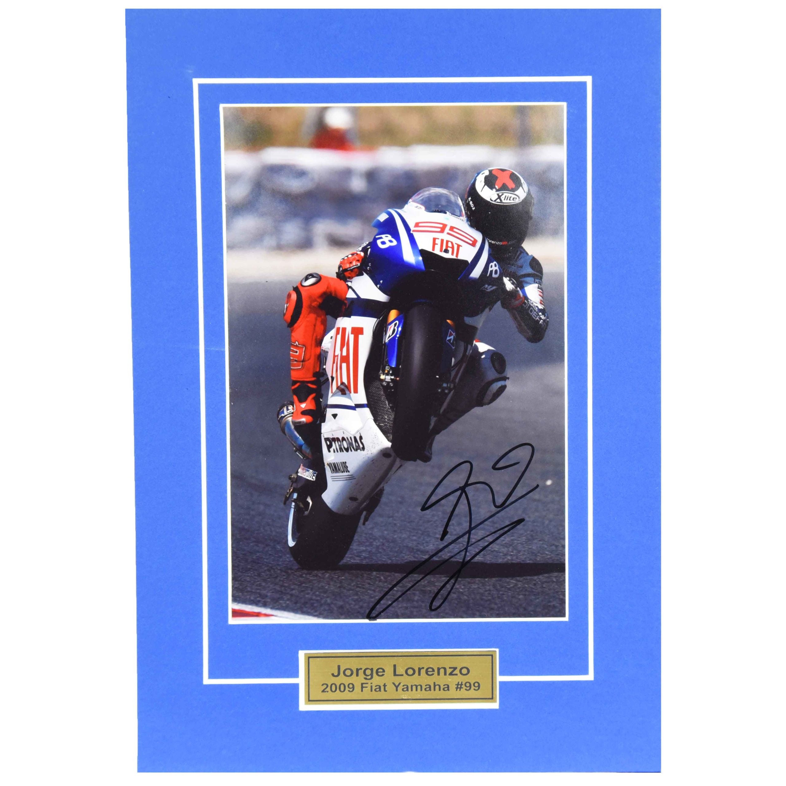 2009 Jorge Lorenzo Signed Fiat Yamaha  Matted 8x10 MotoGP Photograph