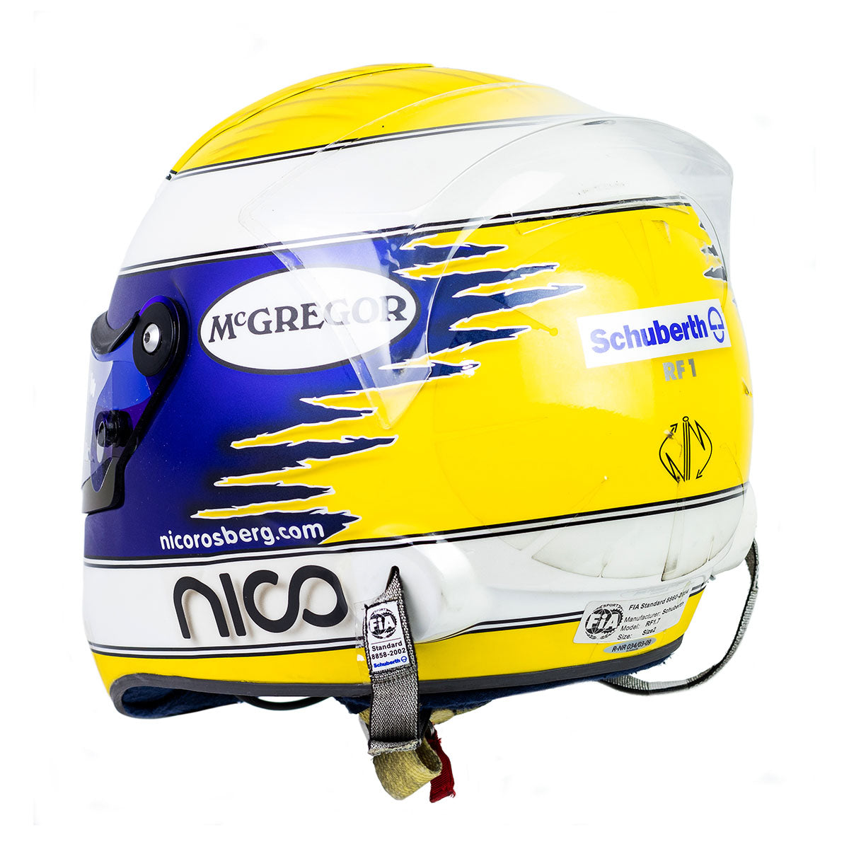 2009 Nico Rosberg Signed Race Used Williams F1 Schuberth RF1 Helmet