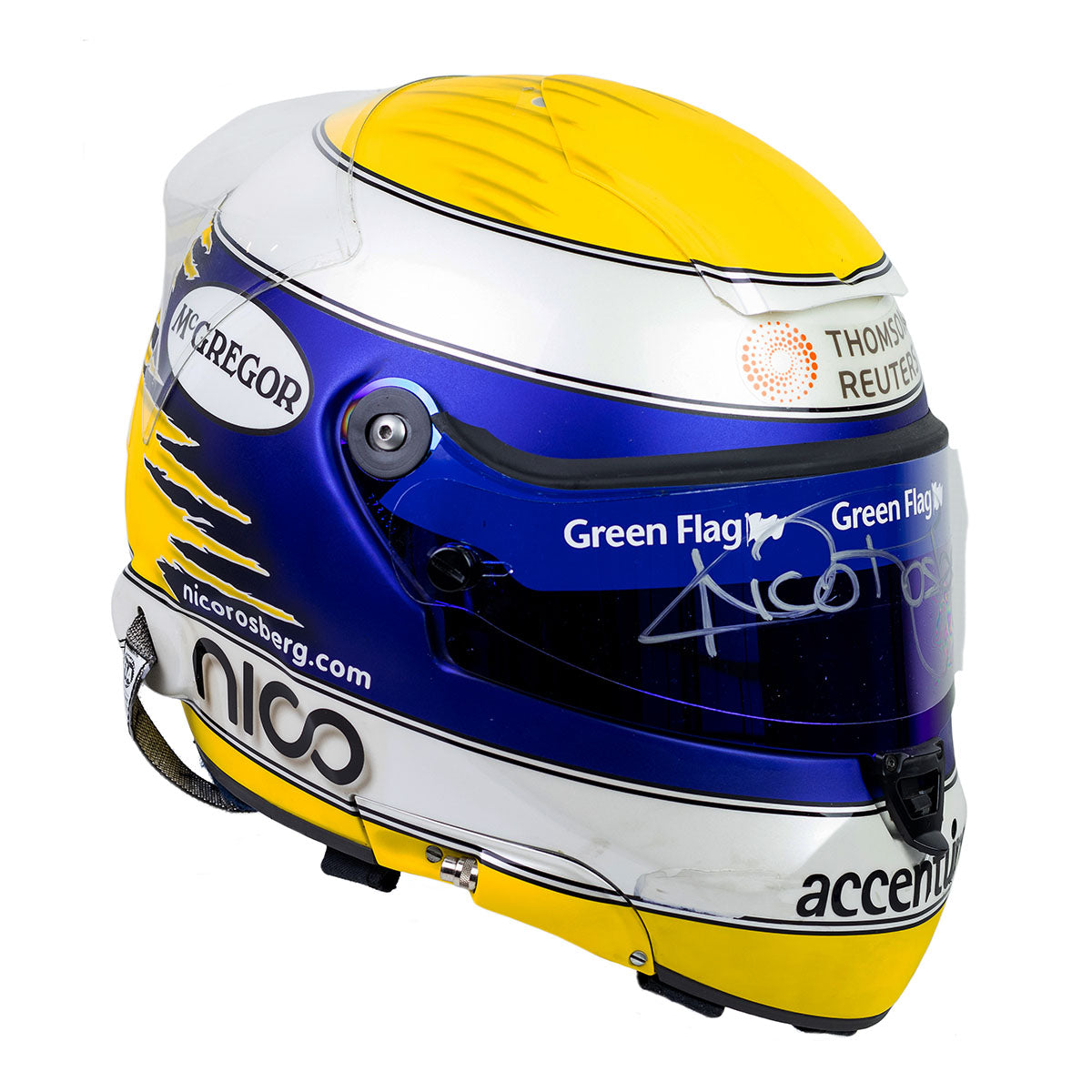 2009 Nico Rosberg Signed Race Used Williams F1 Schuberth RF1 Helmet