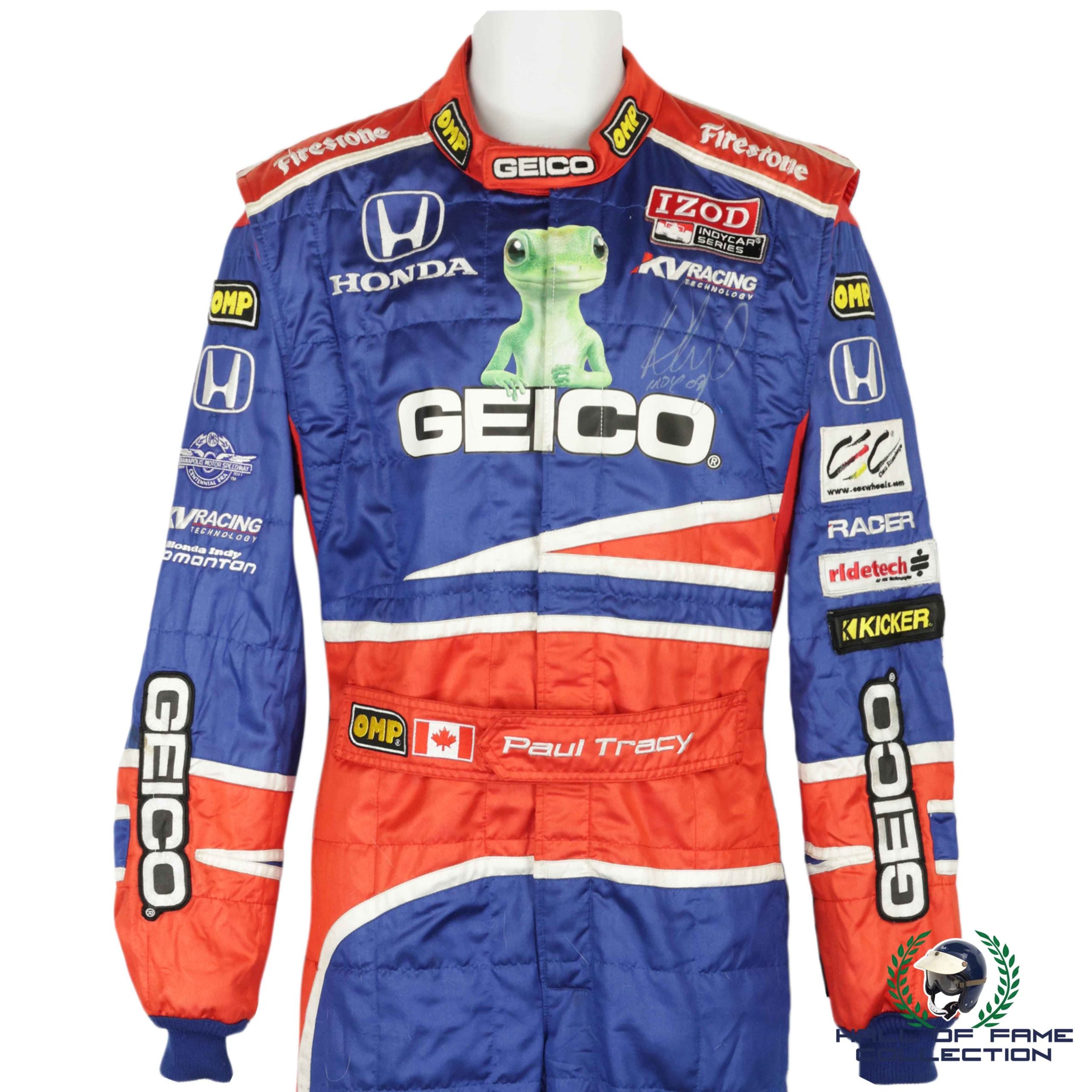 2010 Paul Tracy Signed Used Geico KV Racing Indy 500 Suit