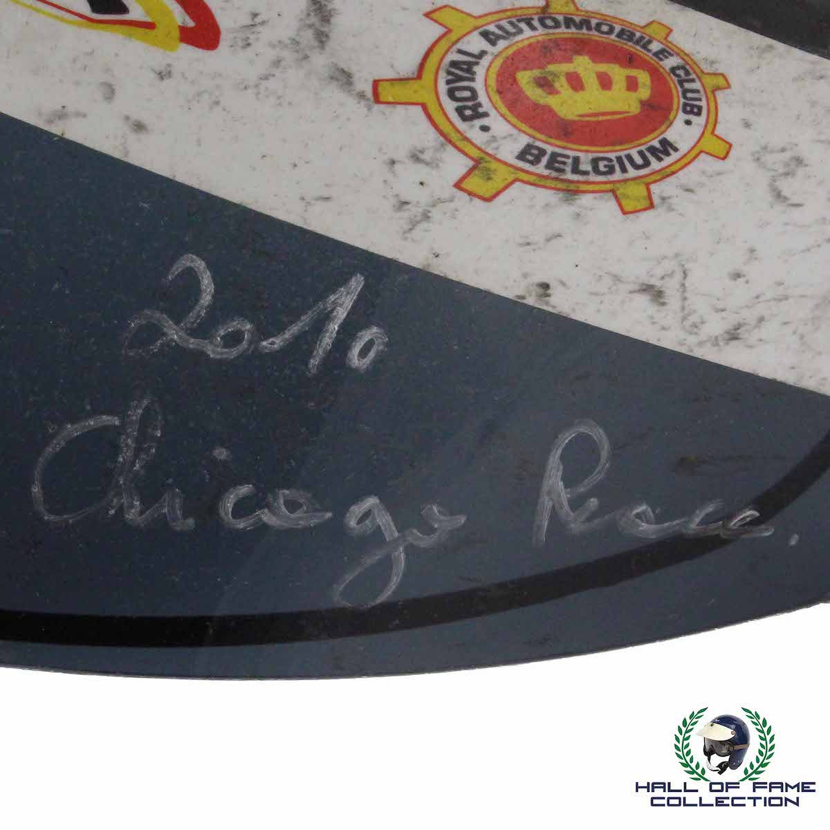 2010 Bertrand Baguette Signed Chicago Race Used Conquest Racing IndyCar Visor