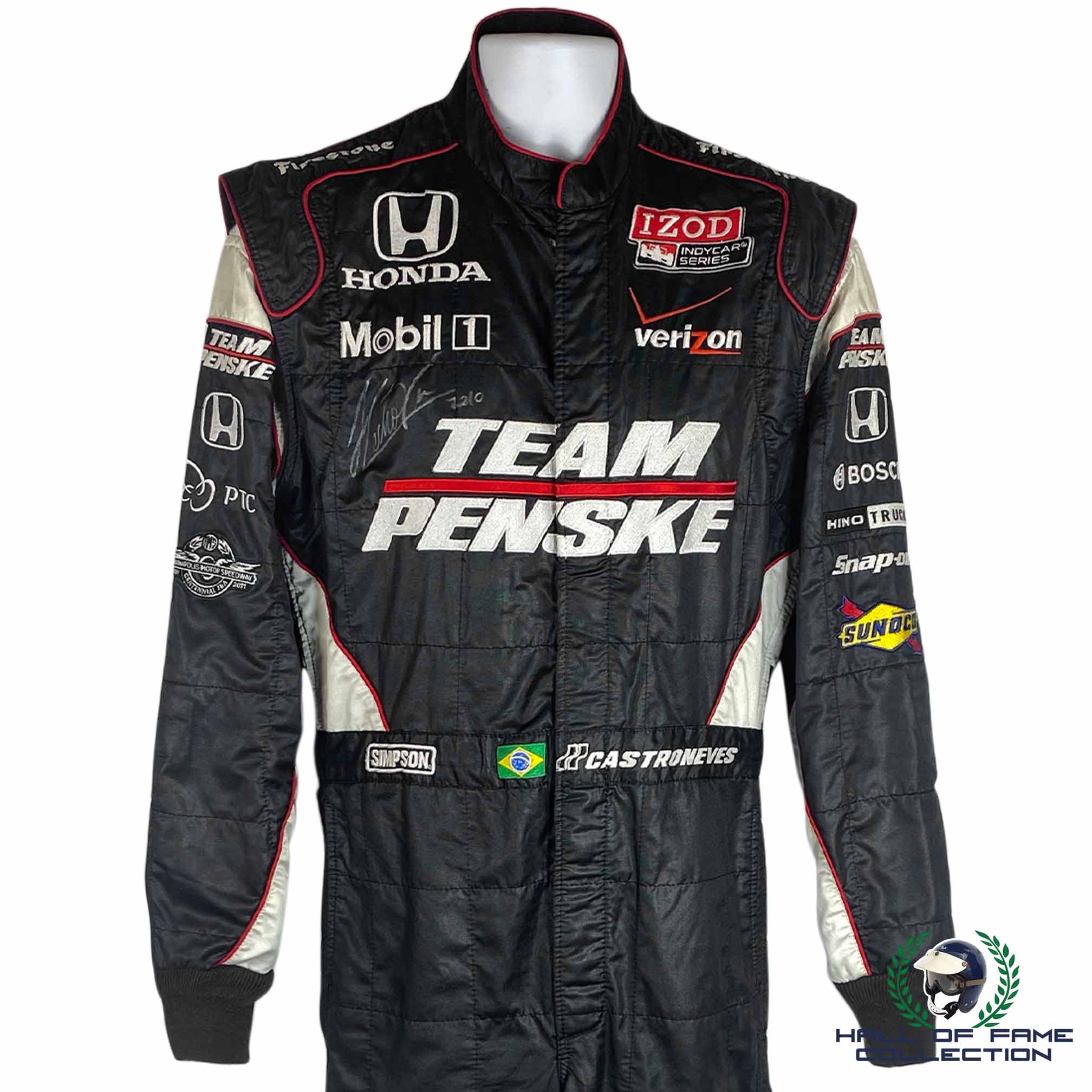 2010 Helio Castroneves Signed Race Used Team Penske IndyCar Suit