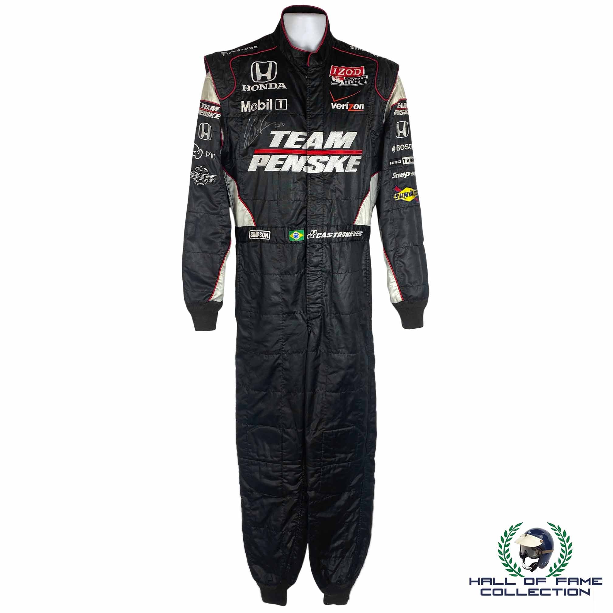 2010 Helio Castroneves Signed Race Used Team Penske IndyCar Suit