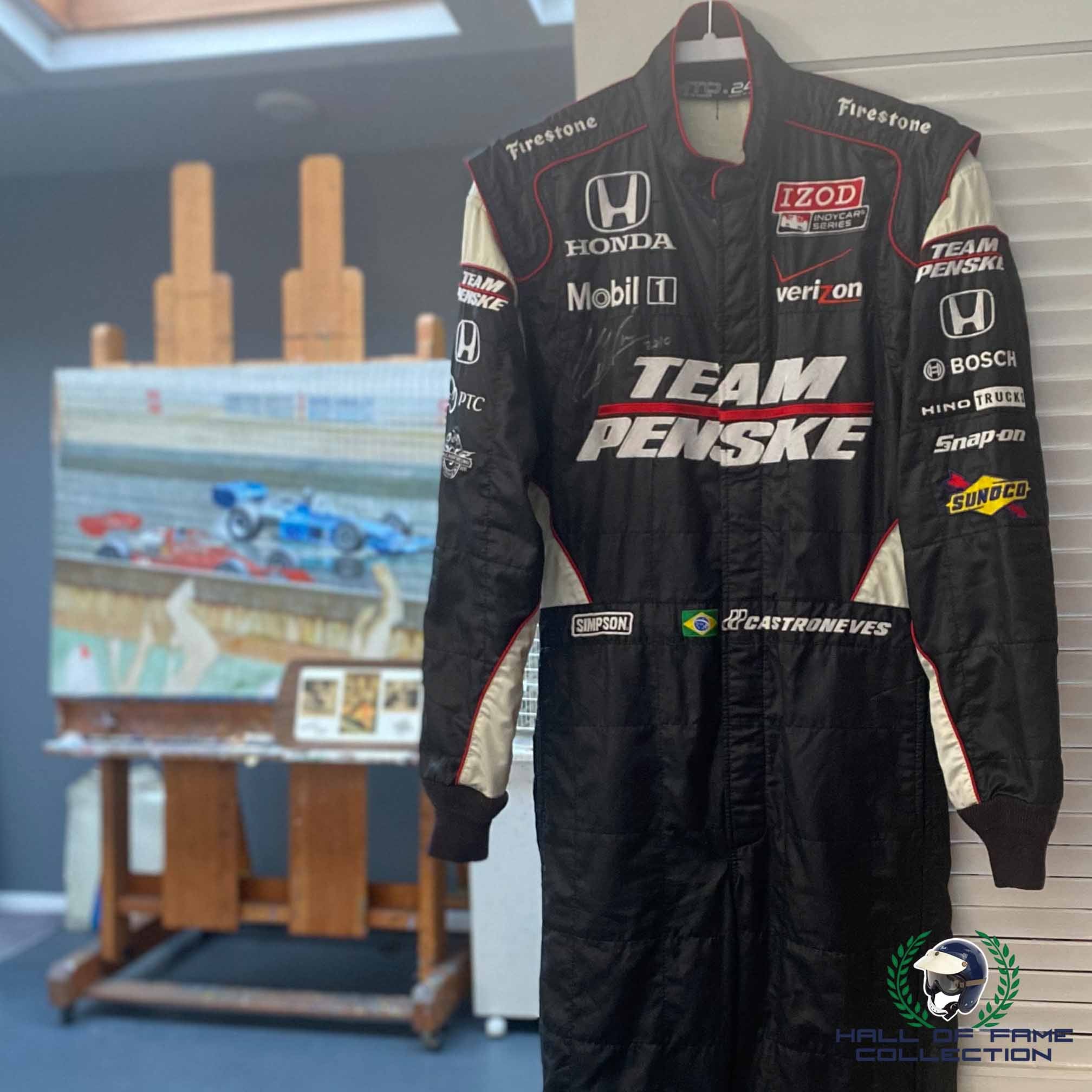 2010 Helio Castroneves Signed Race Used Team Penske IndyCar Suit