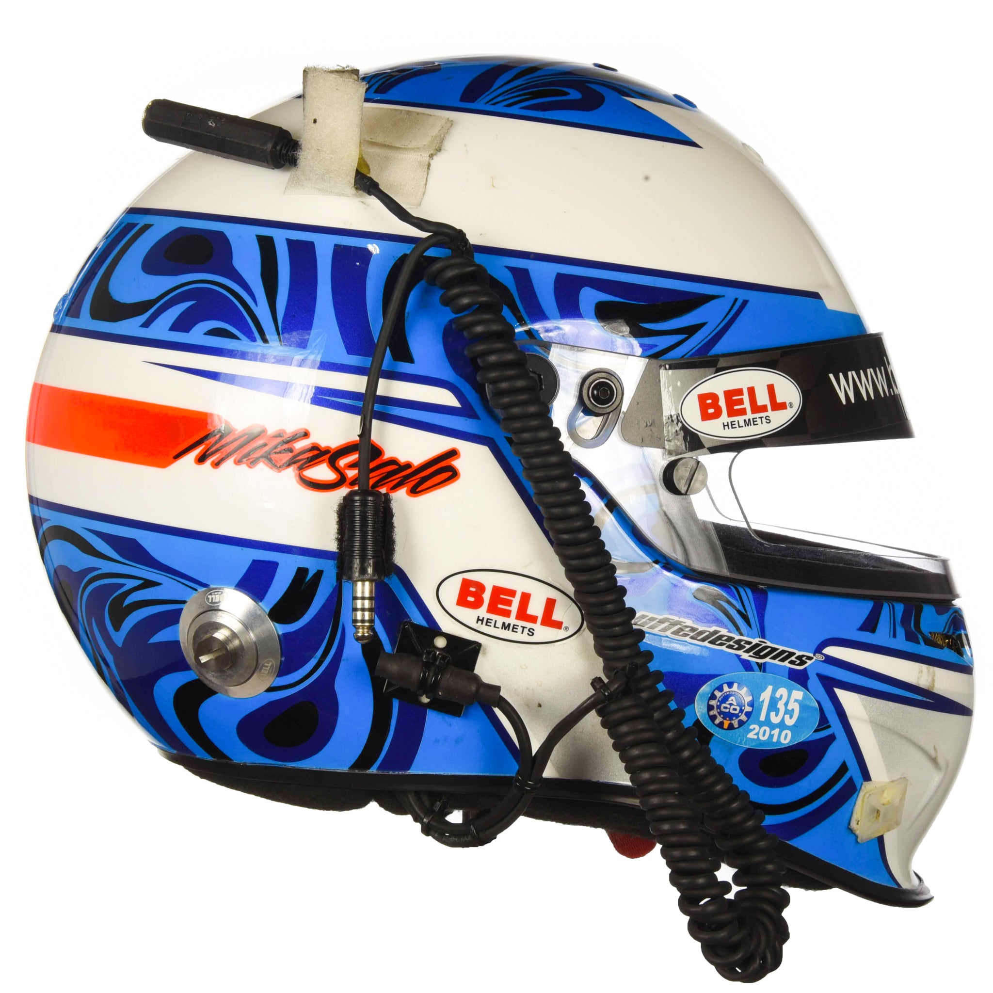 2010 Mika Salo Signed Race Used Bell HP3 ALMS/ FIA GT Ferrari Helmet