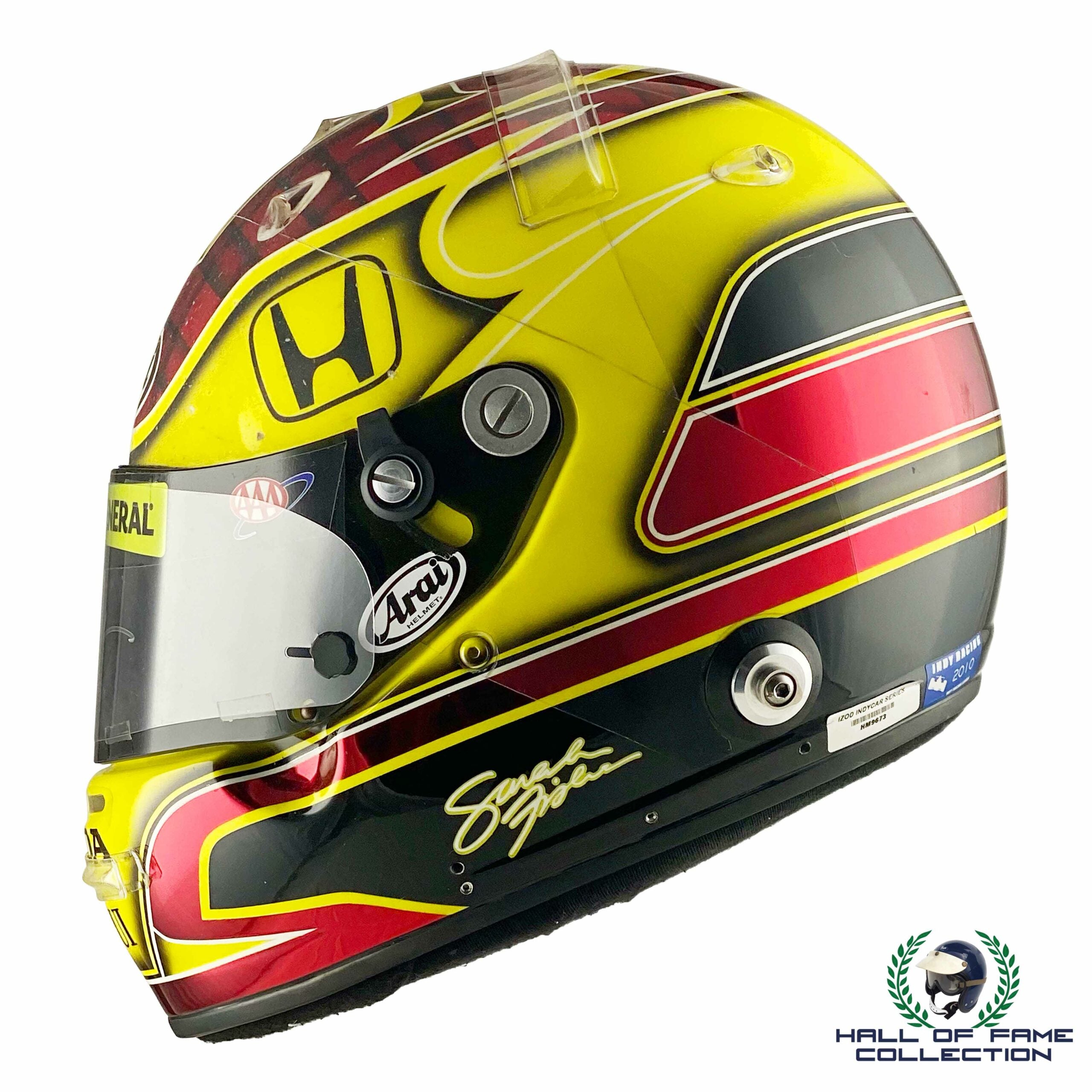 2010 Sarah Fisher Signed Race Used SFR Arai IndyCar Helmet