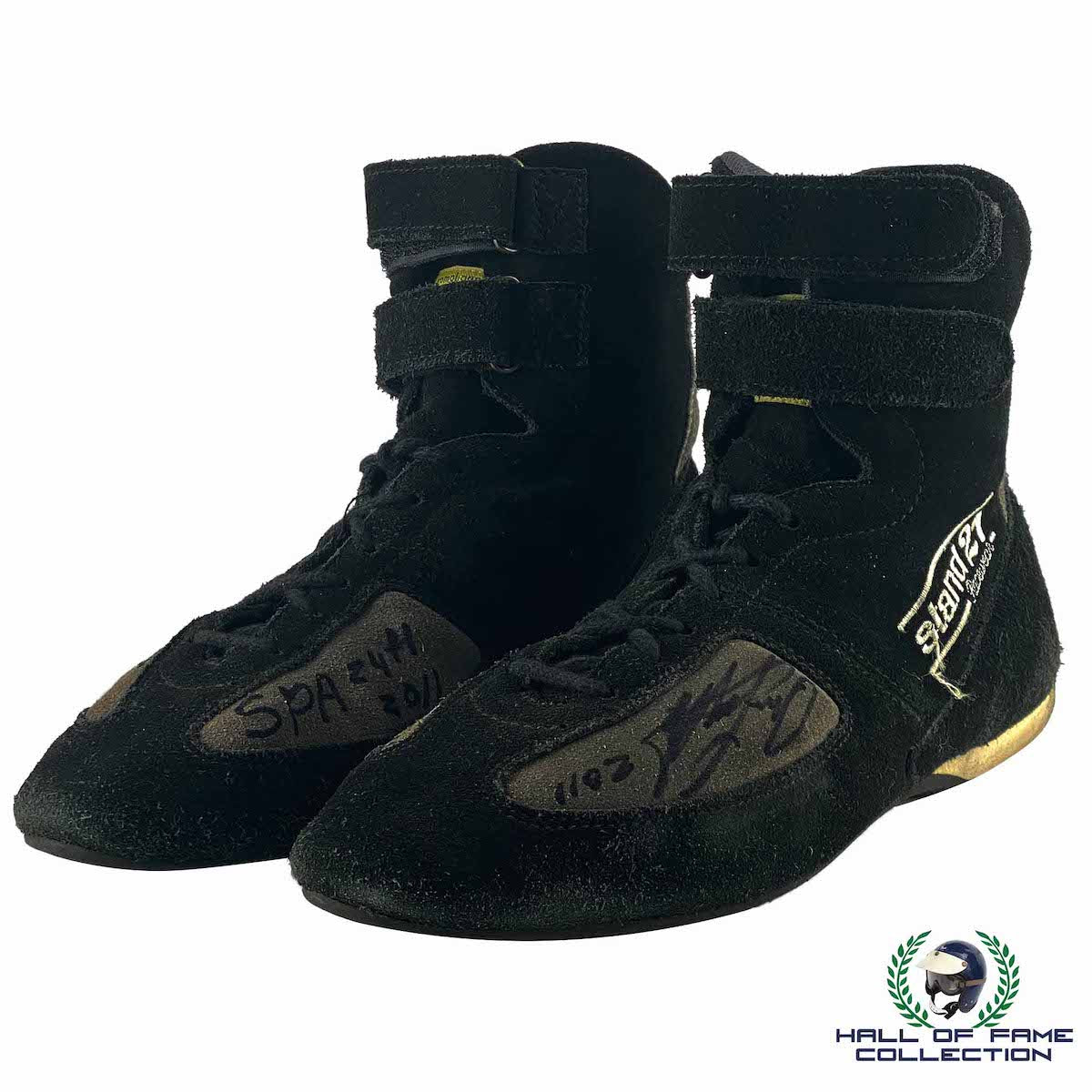 2011 Arie Luyendyk Signed Race Used Spa 24hr Race Stand 21 Sportscar Racing Boots