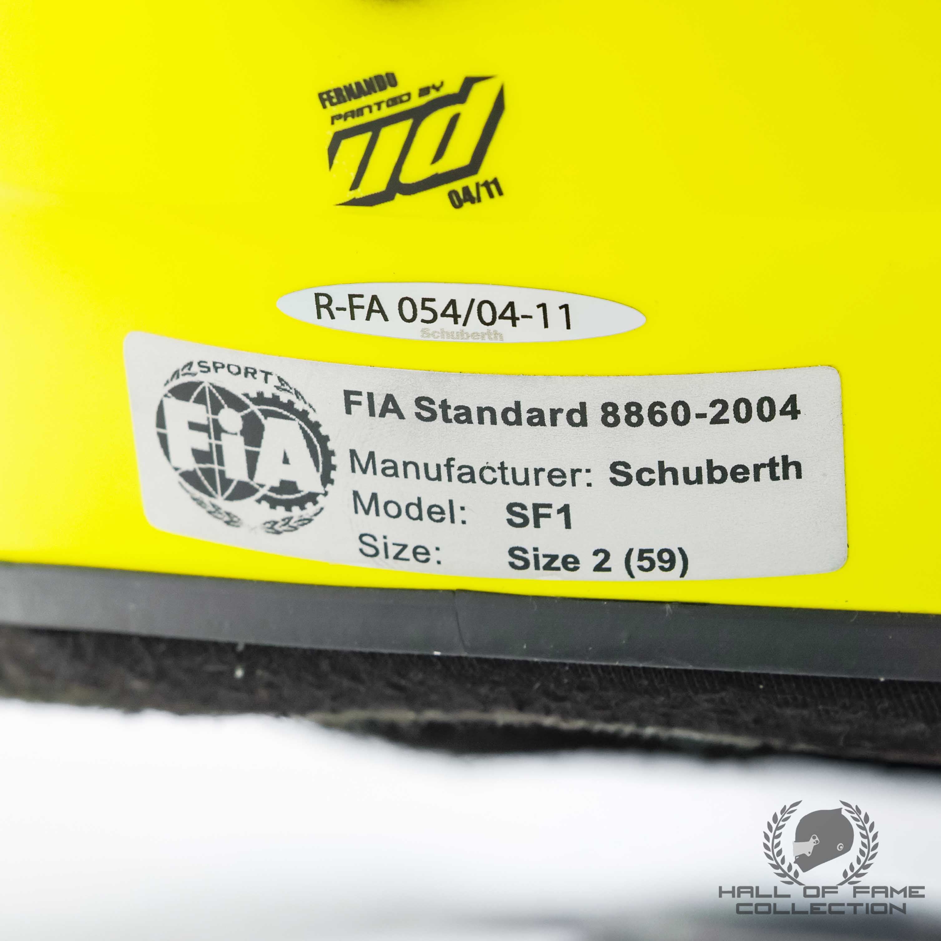 2011 Fernando Alonso Signed Australian GP Used Ferrari F1 Helmet