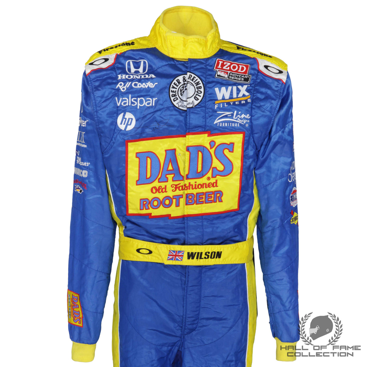 2011 Justin Wilson Signed Iowa Corn 250 Used Dreyer & Reinbold Racing Indycar Suit