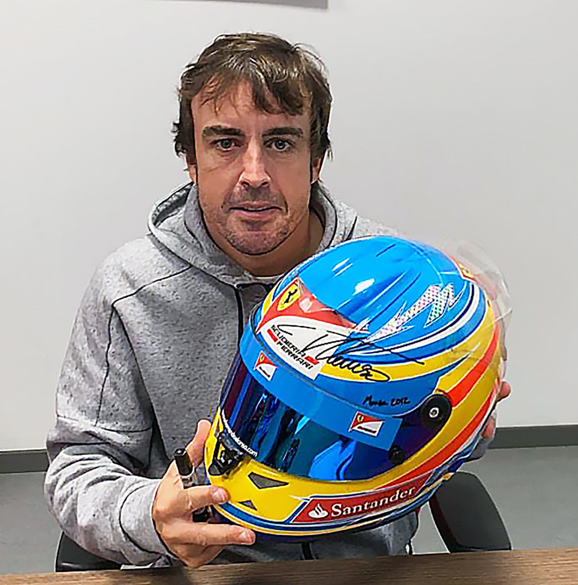 2012 Fernando Alonso Signed Race Used Italian Grand Prix Podium Schuberth Ferrari F1 Helmet