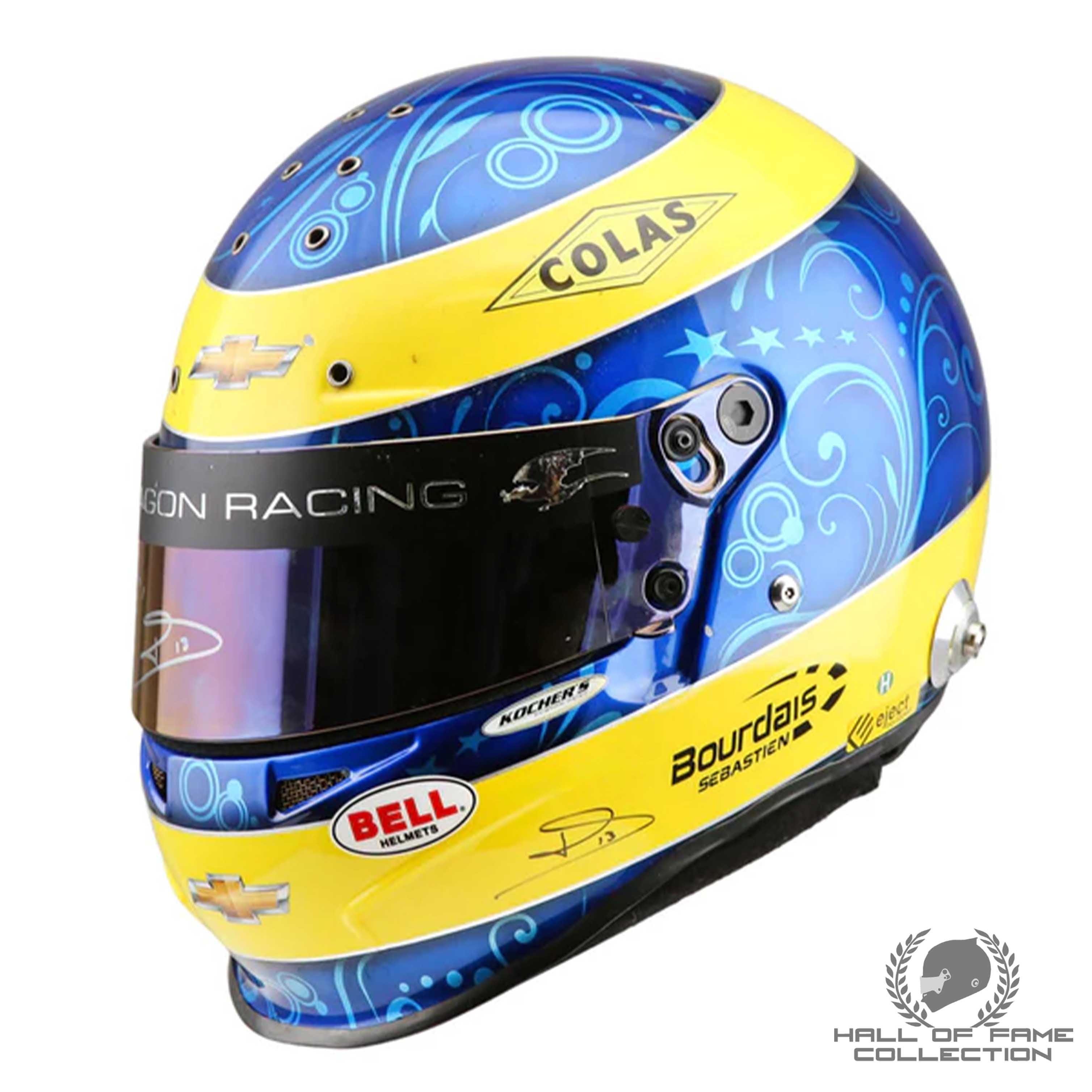 2012/13 Sebastien Bourdais Signed Race Used Dragon Racing Indycar Helmet