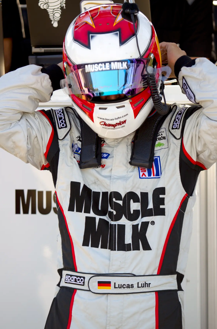 2012 Lucas Luhr Signed Muscle Milk Pickett Racing ALMS Championship Season Suit