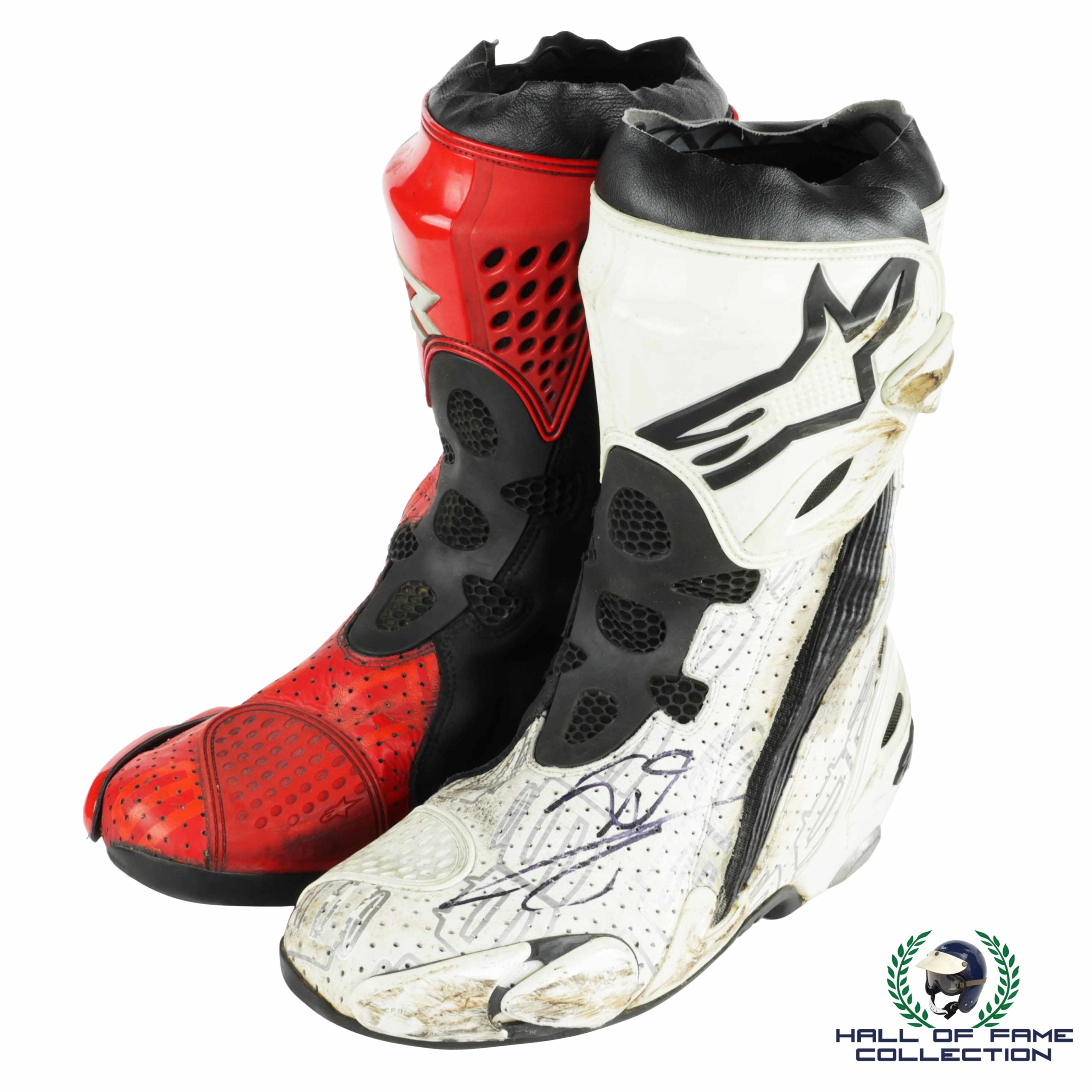 2013 Jorge Lorenzo Signed Race Used Yamaha Alpinestars MotoGP Boots