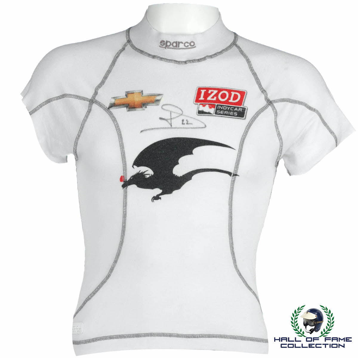 2013 Sebastien Bourdais Signed Race Used Dragon Racing IndyCar Short Sleeve Nomex plus bonus