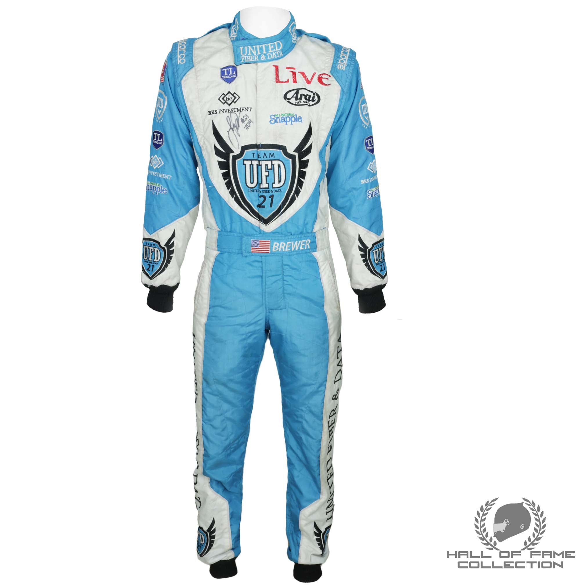 2014 Lindsay Brewer Signed Race Used UFD Karting Plus Early Career Suit