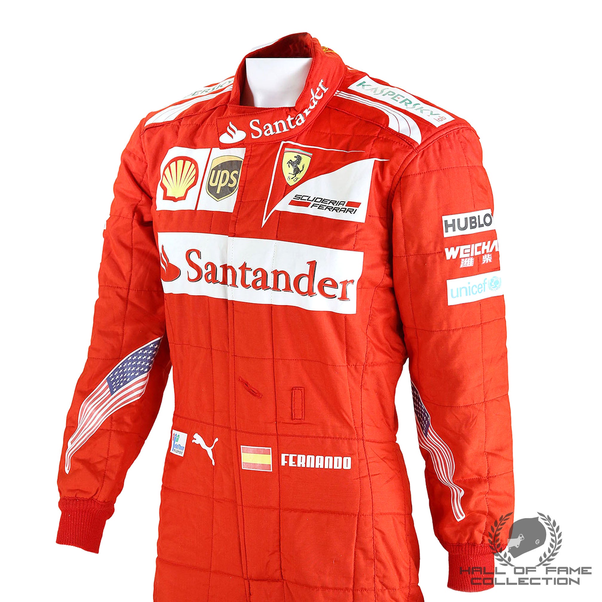 2014 Fernando Alonso United States GP Race Used Scuderia Ferrari F1 Suit