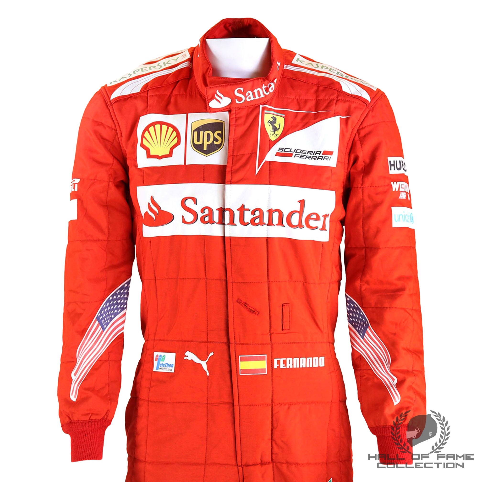 2014 Fernando Alonso United States GP Race Used Scuderia Ferrari F1 Suit