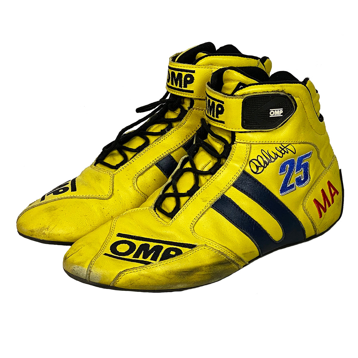 2014 Marco Andretti Signed Race Used Andretti Autosport OMP Indy 500 Boots