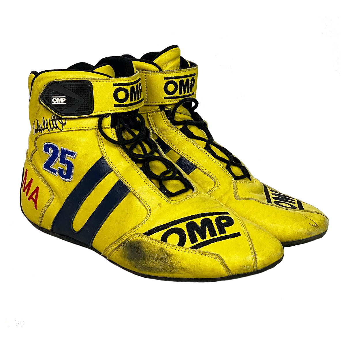 2014 Marco Andretti Signed Race Used Andretti Autosport OMP Indy 500 Boots