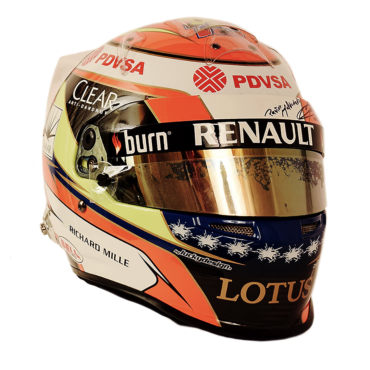 2014 Pastor Maldonado Signed Lotus Renault F1 Limited Edition Replica RS7 Bell Helmet