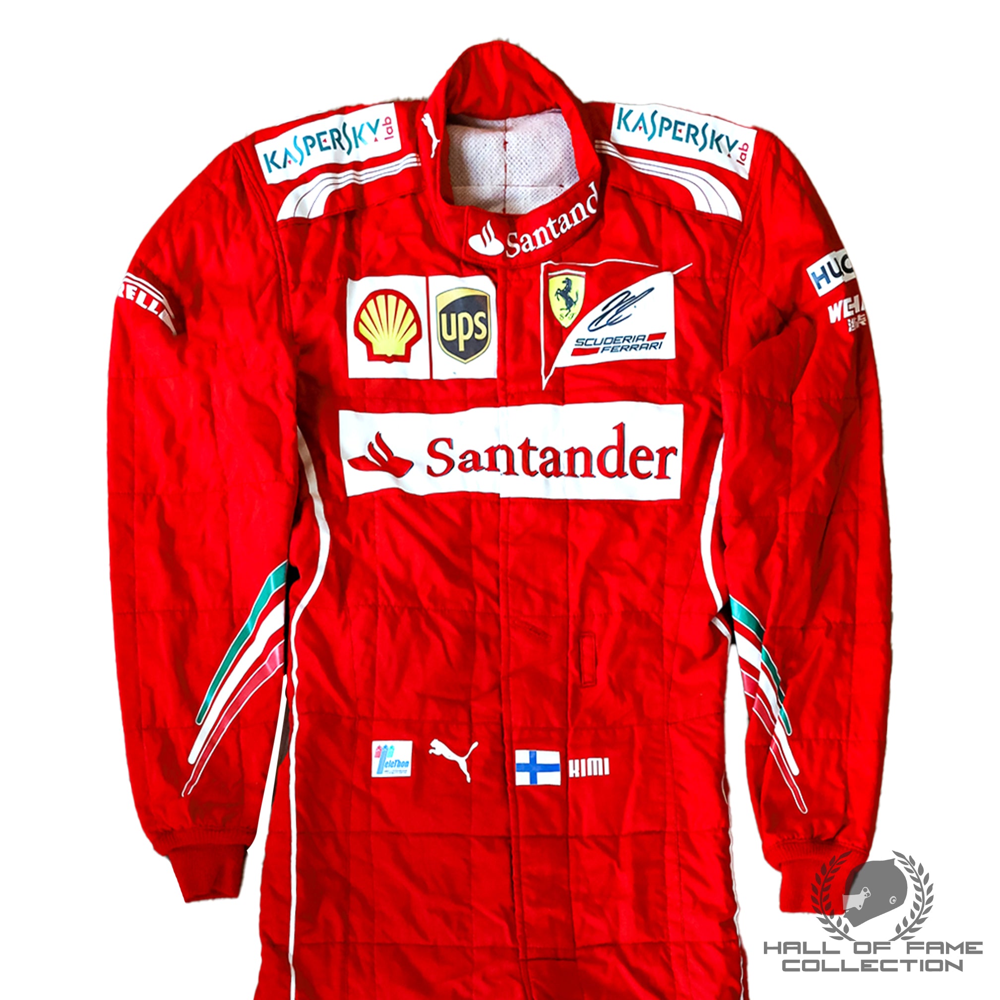 2014 Kimi Raikkonen Signed Original Used Scuderia Ferrari F1 Suit
