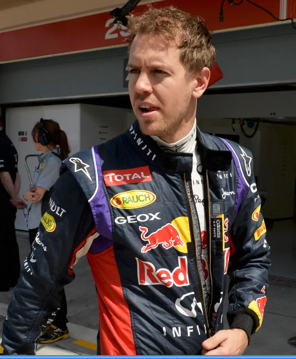2014 Sebastian Vettel Worn Red Bull Racing Formula 1 Suit