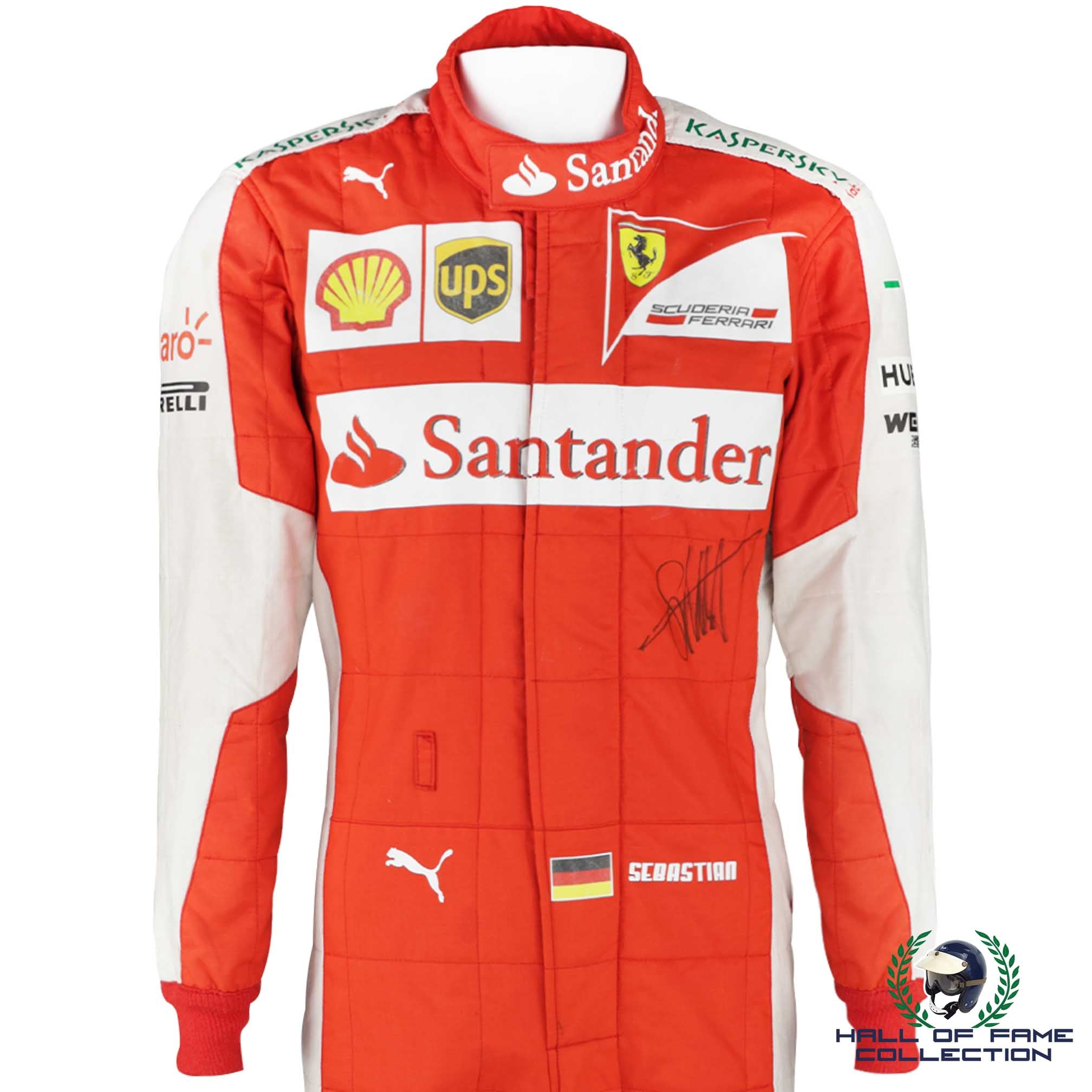 2015 Sebastian Vettel Signed Chinese GP Podium Scuderia Ferrari F1 Suit