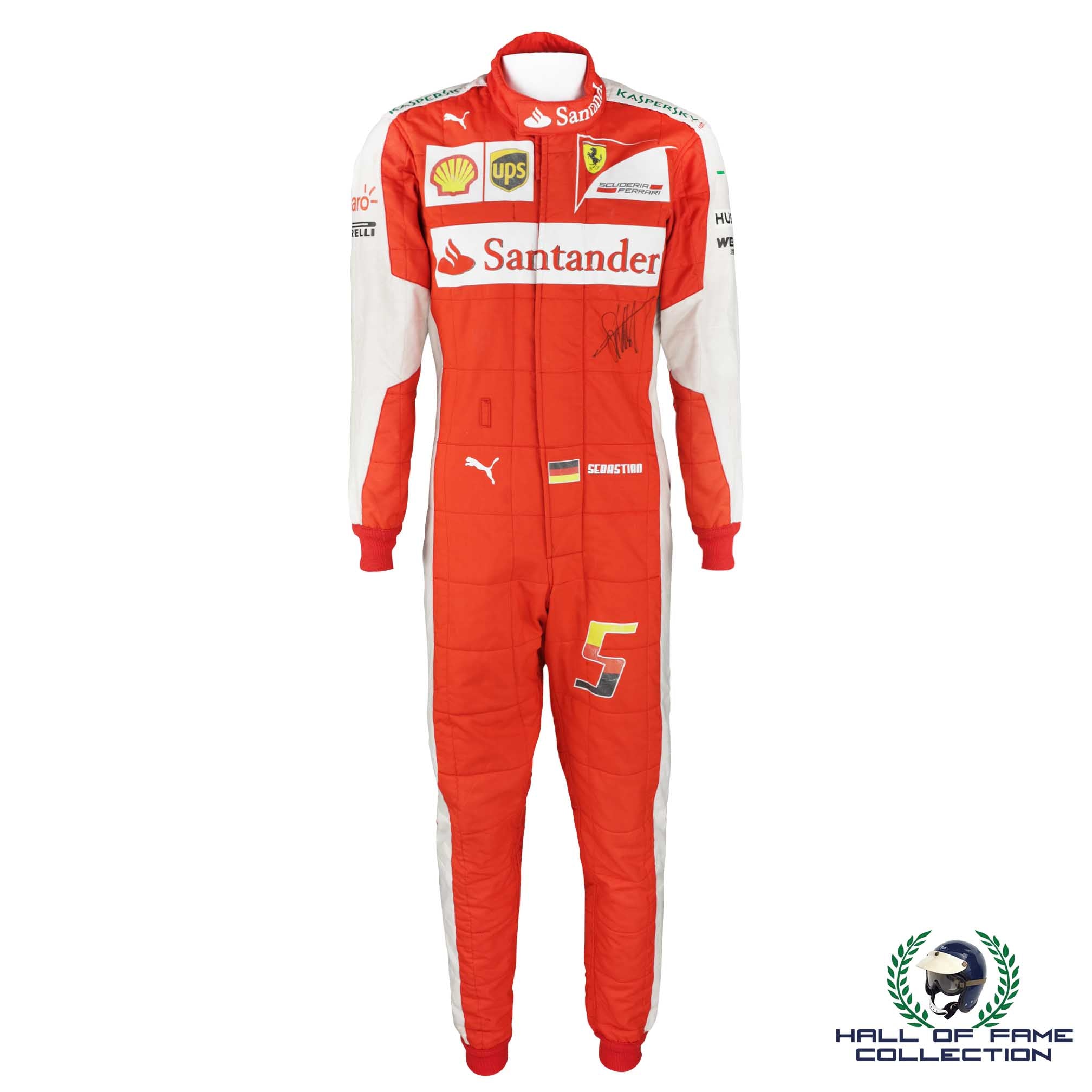 2015 Sebastian Vettel Signed Chinese GP Podium Scuderia Ferrari F1 Suit