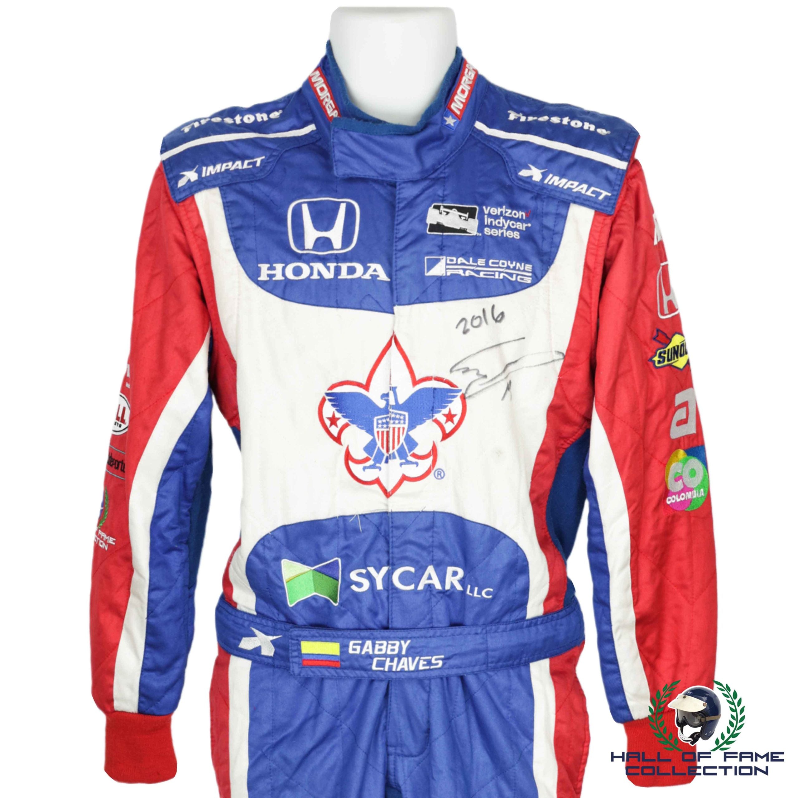 2016 Gabby Chaves Signed Race Used Dale Coyne Racing IndyCar Suit