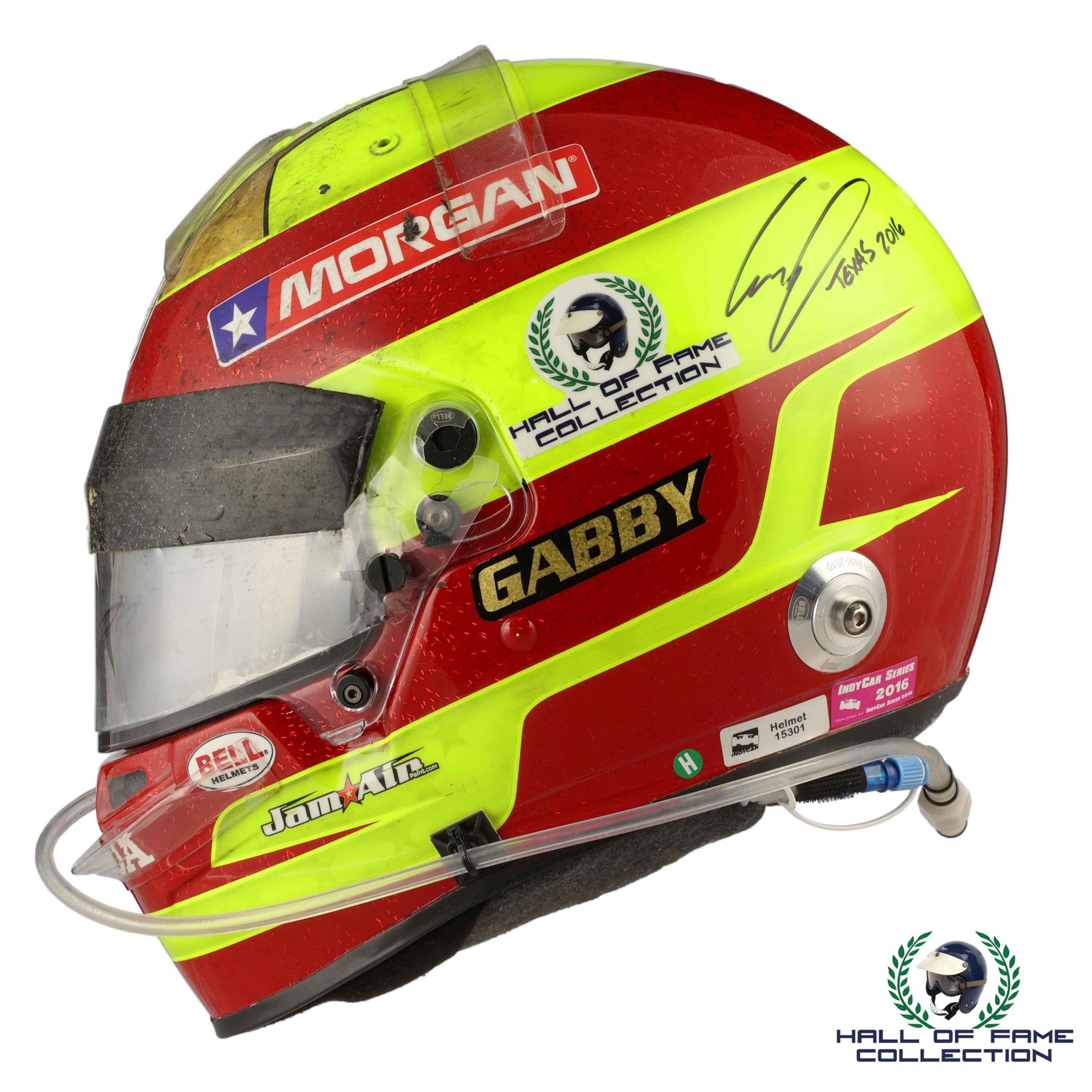 2016 Gabby Chaves Signed Race Used Texas Bell HP7 IndyCar Helmet