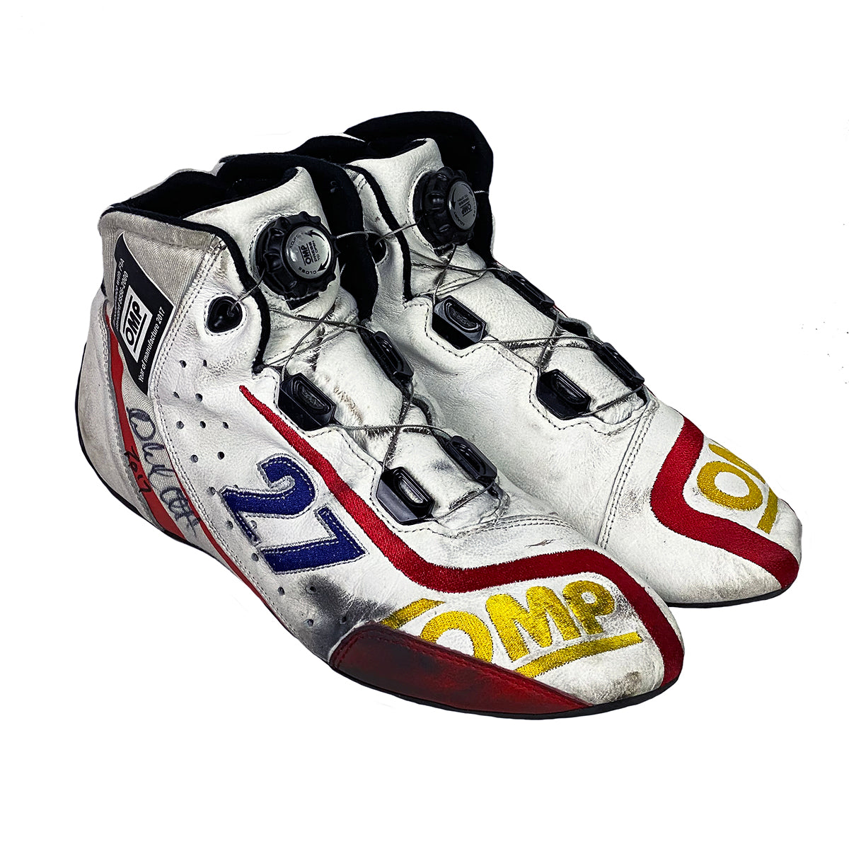 2017 Marco Andretti Signed Race Used Andretti Autosport OMP IndyCar Boots