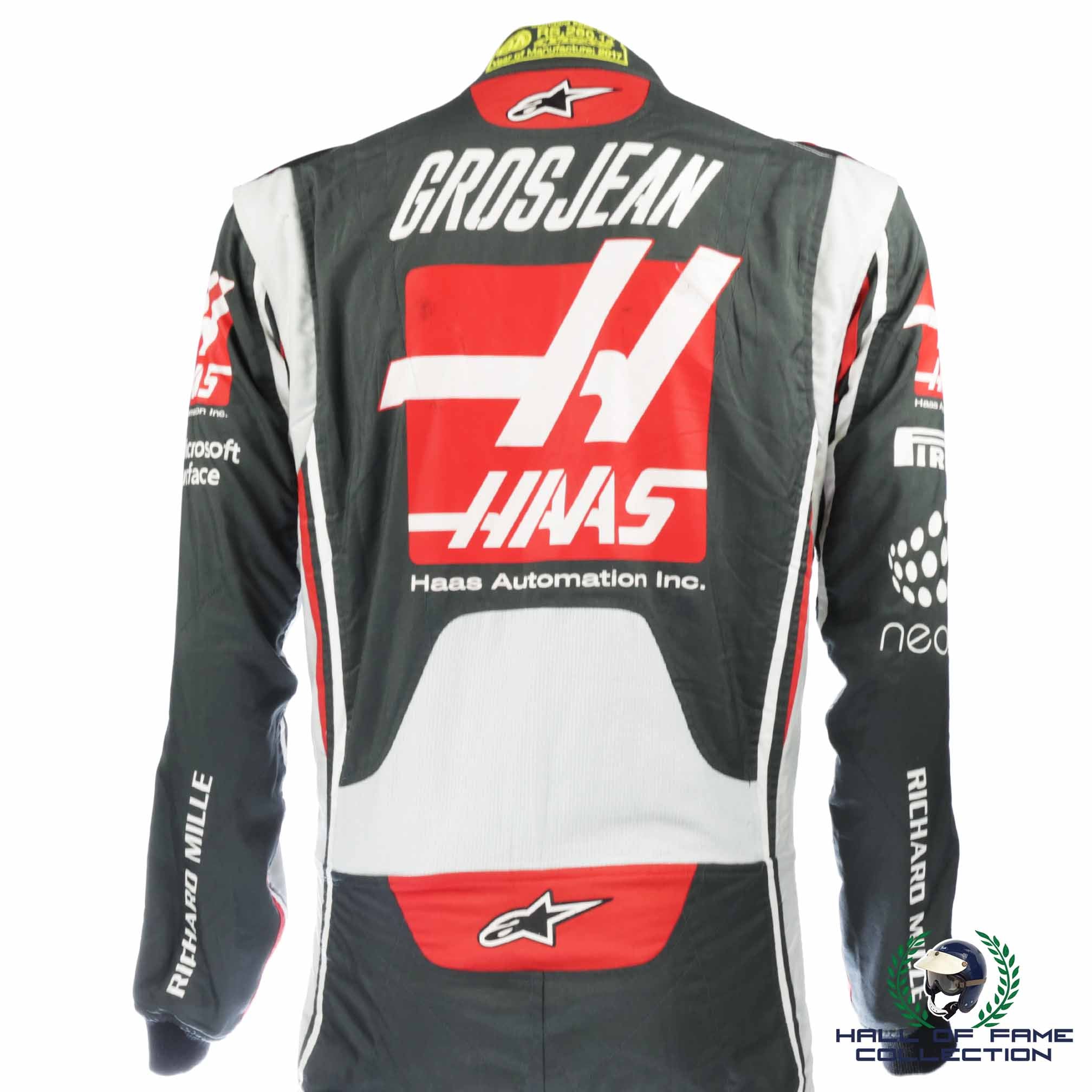 2017 Romain Grosjean Signed Race Used Haas F1 Suit