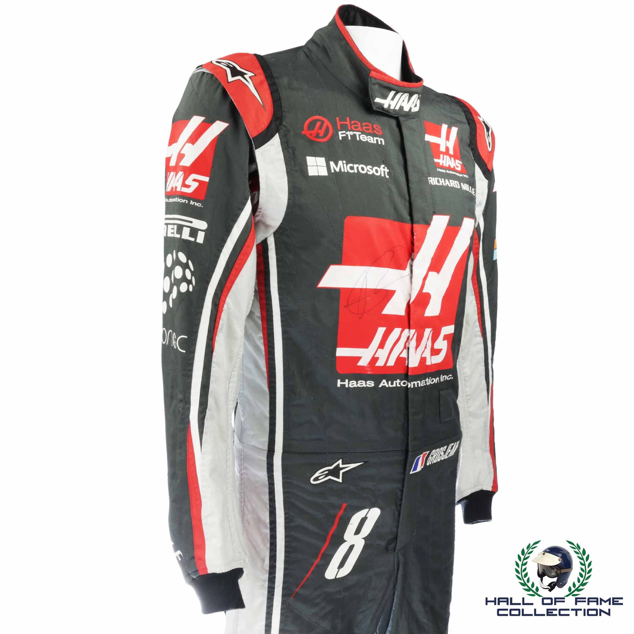 2017 Romain Grosjean Signed Race Used Haas F1 Suit