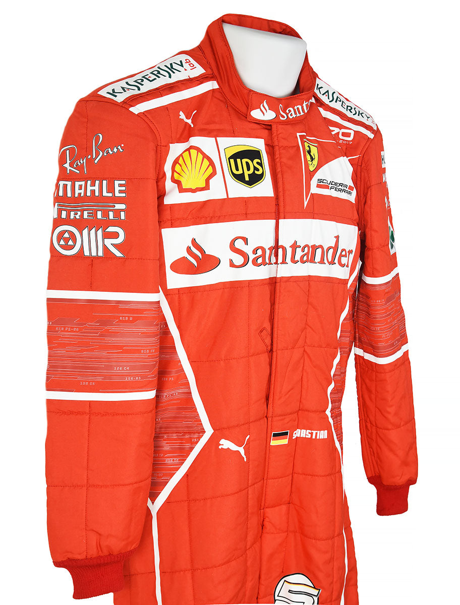 2017 Sebastian Vettel Race Used 70th Anniversary Scuderia Ferrari Formula 1 Suit