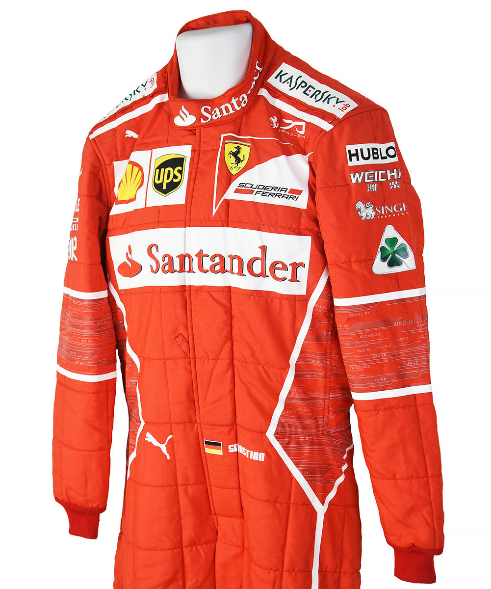 2017 Sebastian Vettel Race Used 70th Anniversary Scuderia Ferrari Formula 1 Suit