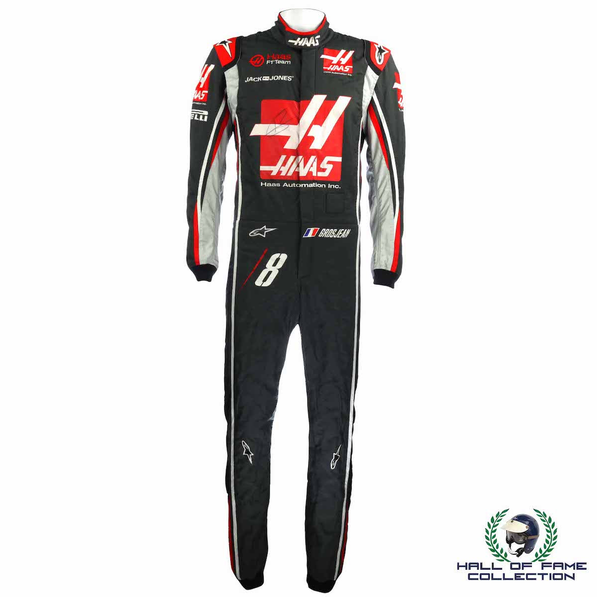 2018 Romain Grosjean Signed Race Used Haas F1 Suit