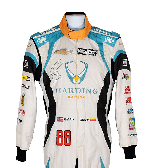 2018 Gabby Chaves Signed Race Worn Harding Racing IndyCar Suit