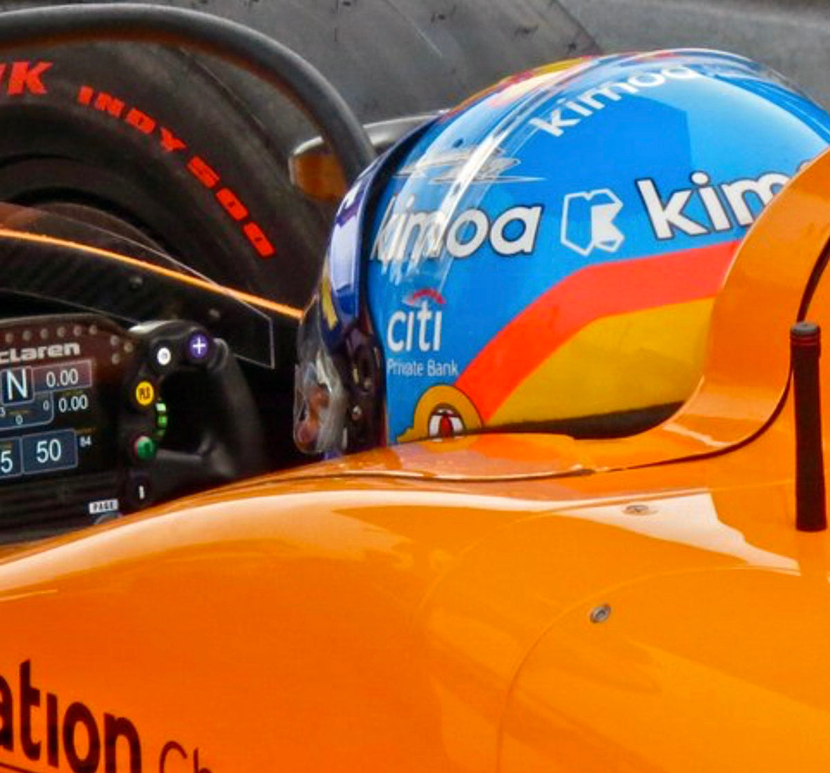 2019 Fernando Alonso Practice Used McLaren Bell HP-7 Indy 500 Helmet