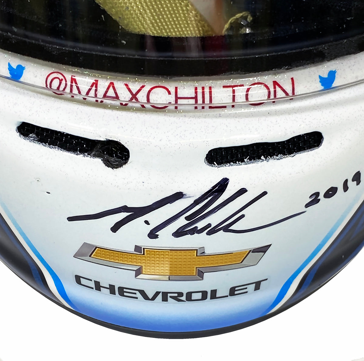 2019 Max Chilton Signed Race Used Carlin Racing Arai GP6-RC IndyCar Helmet