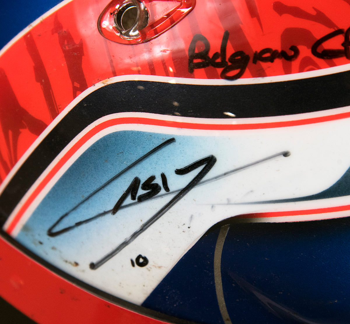 2019 Pierre Gasly Signed Race Used Toro Rosso Belgium GP Arai GP7-RC F1 Helmet