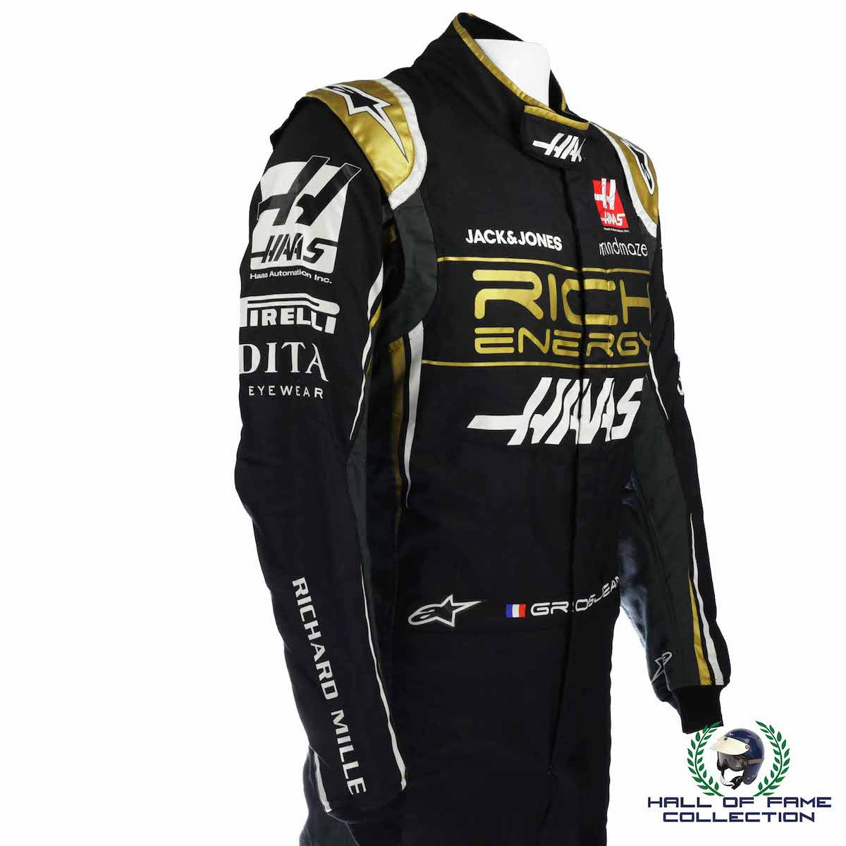 2019 Romain Grosjean Signed Race Used Haas F1 Suit