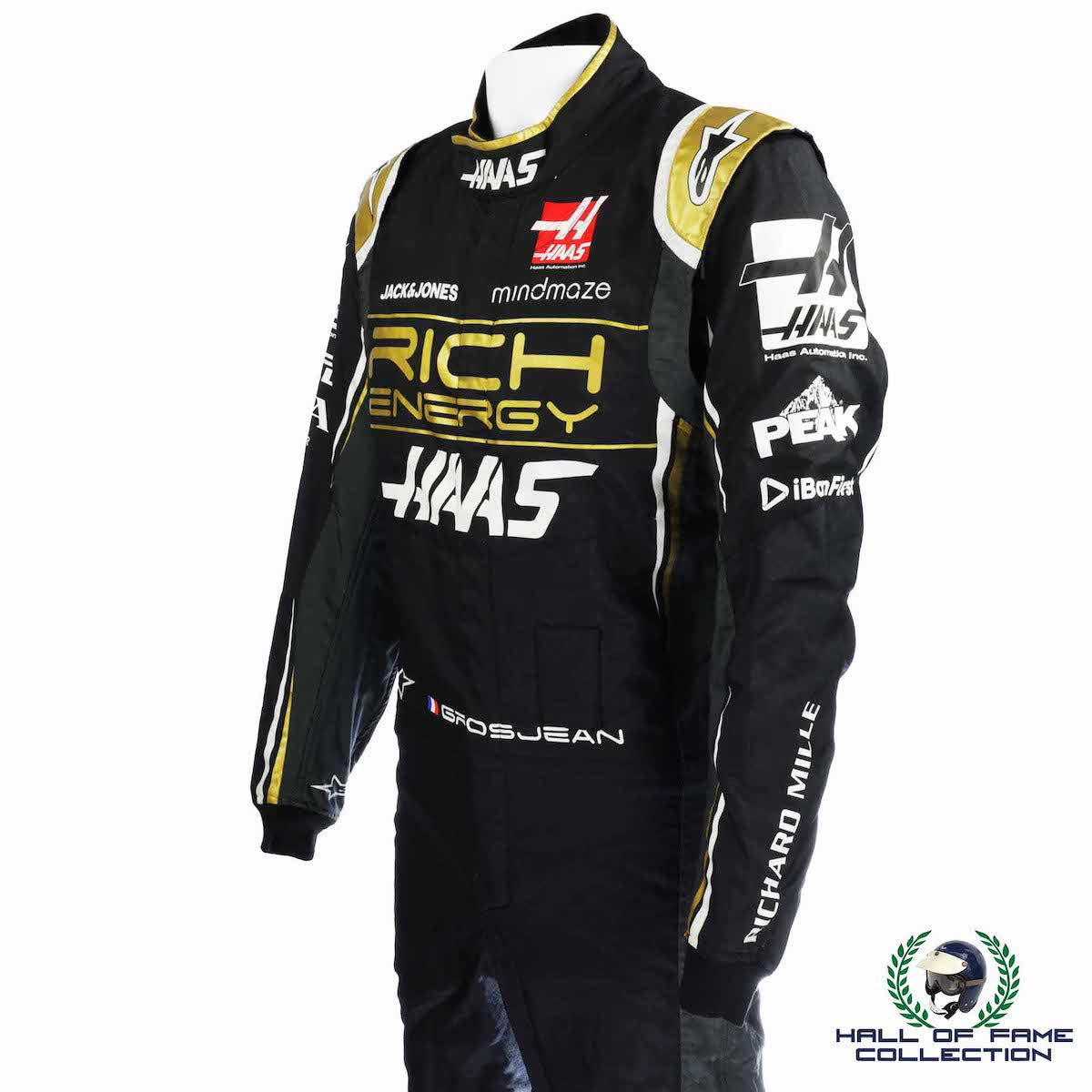 2019 Romain Grosjean Signed Race Used Haas F1 Suit