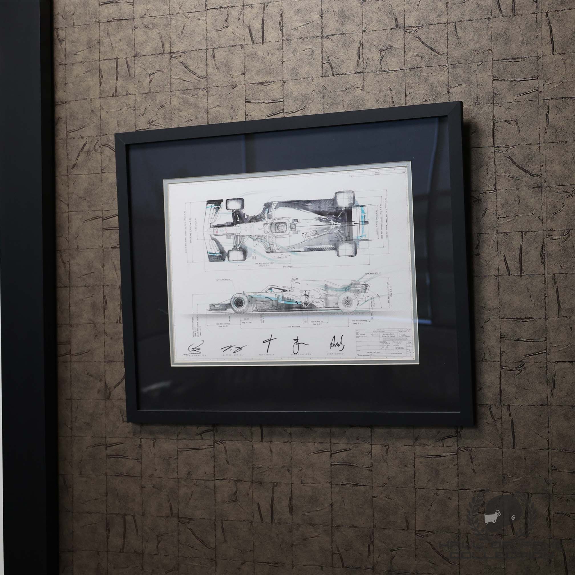 2019 Lewis Hamilton Valtteri Bottas Toto Wolff James Allison Andy Cowell Signed Mercedes W10 F1 Framed Print