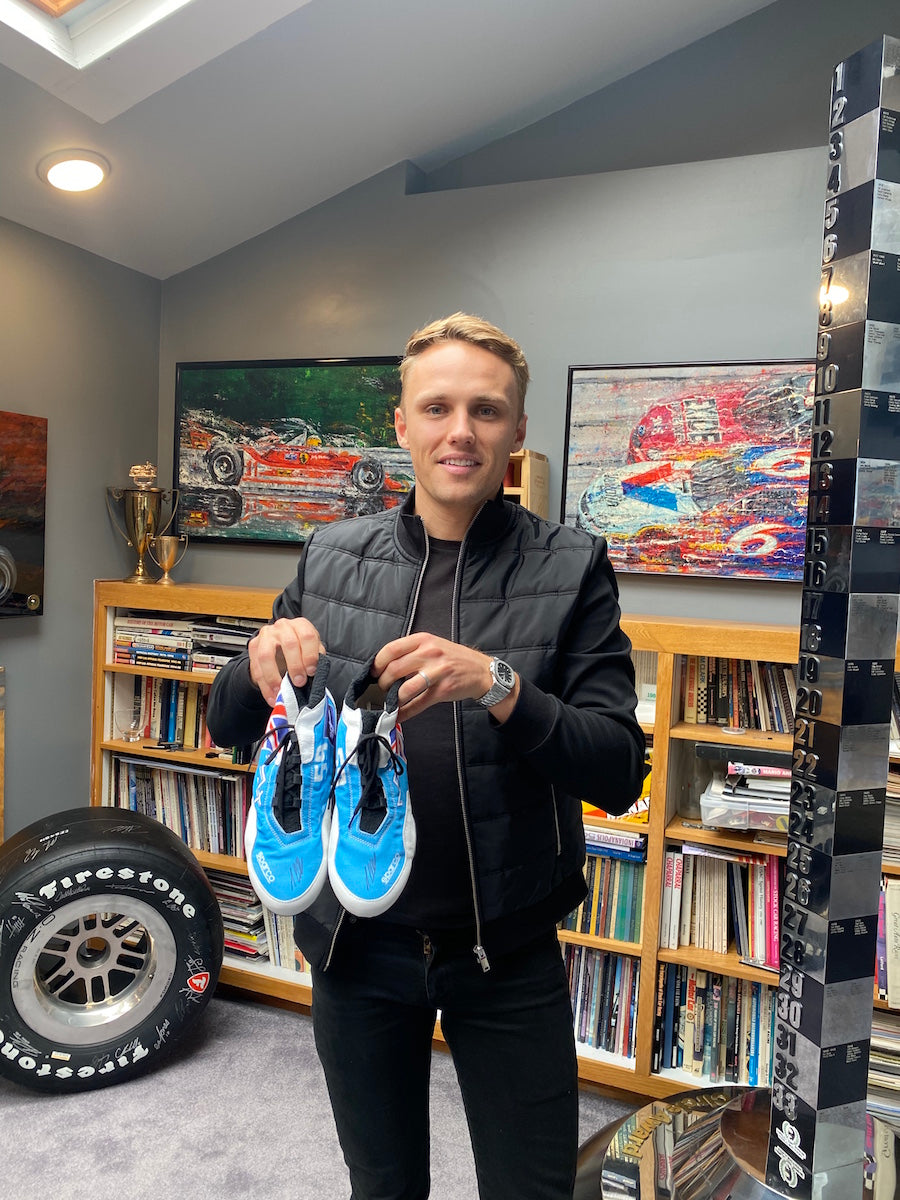 2019 Max Chilton Signed Test Used Carlin Racing IndyCar Boots